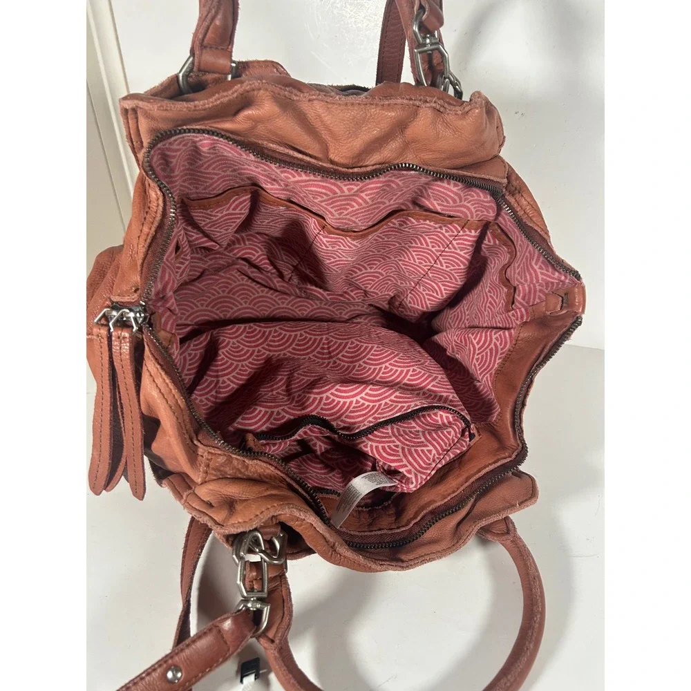 Liebeskind Berlin Cognac Brown Leather Satchel Crossbody Bag Handbag